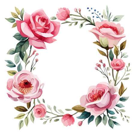 flat simple vector illustration, floral arrangements of flowers and leaves. Botanical decoration illustration for wedding card, fabric and logo compositionのイラスト素材