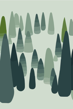 Plant landscape. Minimal flat leaves design, color gradation cartoon background, forest plants. Vertical Vector illustrationfloral nature posterのイラスト素材