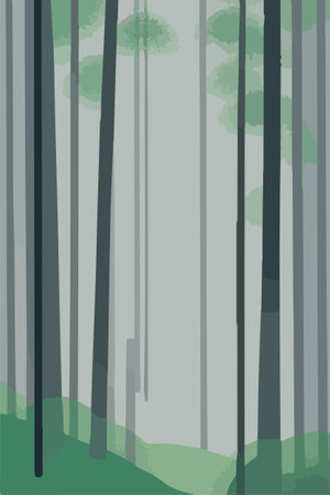 Plant landscape. Minimal flat leaves design, color gradation cartoon background, forest plants. Vertical Vector illustrationfloral nature posterのイラスト素材