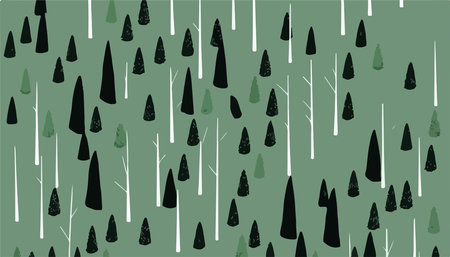 Charming Flat Design Vector Art green minimalist forest. Vector illustration nature poster