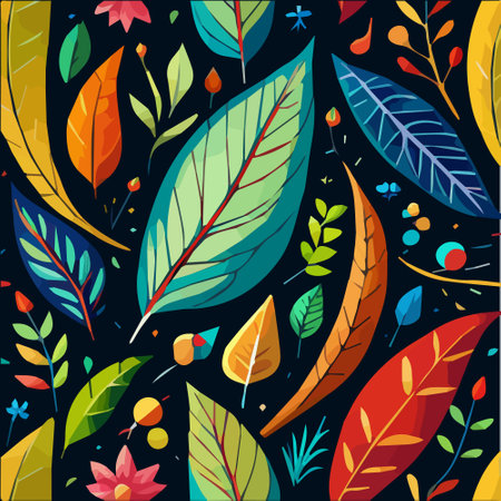 illustration of tropical colorful plants in the form of a patern texture.vector illustration. Vector illustrationのイラスト素材
