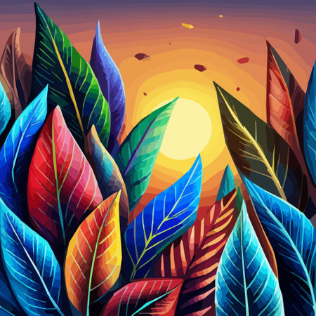 illustration of tropical colorful plants in the form of a patern texture.vector illustration. Vector illustrationのイラスト素材