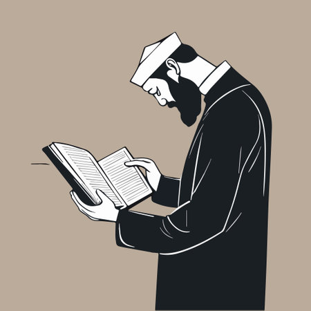 Torah reading isolated cartoon vector illustration. Jewish people reading Torah in synagogue,...