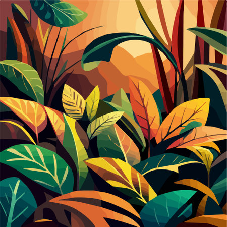 Beautiful Tropical Leaves Abstract Background .vector illustration. Vector illustrationのイラスト素材