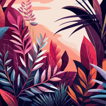 Beautiful Tropical Leaves Abstract Background .vector illustration. Vector illustrationのイラスト素材