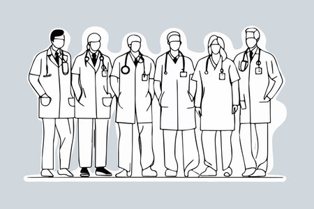 Team of medical professionals, sketch vector illustrationのイラスト素材
