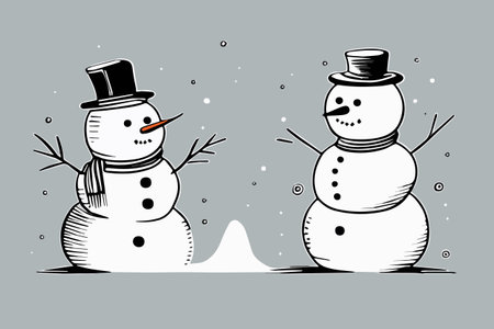 Christmas greeting card with illustration of snowman. Vector illustration.のイラスト素材