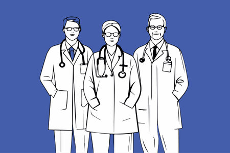 Group Medial Doctors Team Work Thin Line vector illustration.のイラスト素材