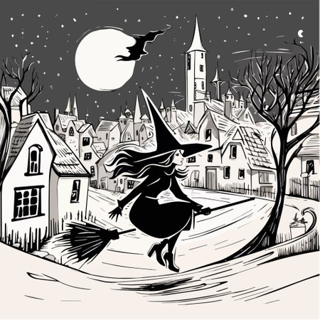 Buona Befana means happy Epiphany Christmas Tradition in Italy. Happy Befana Day, Happy Befana Day, with flying witch. Vector illustration. Design concept, element for cardのイラスト素材