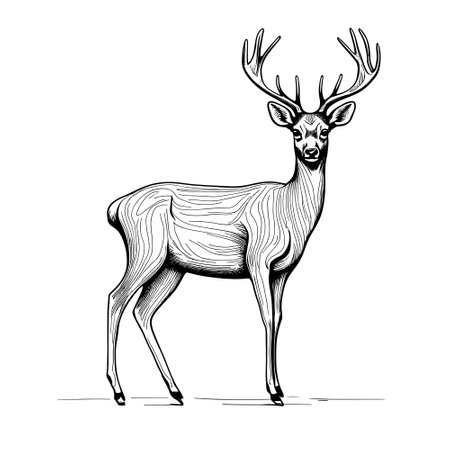 Graphic animal vector illustration black and white isolated deer for wedding, anniversary, birthday, invitations, logo, etc.のイラスト素材
