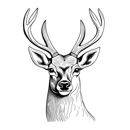 forest deers. Vector hand drawn illustration with wild animal in sketch styleのイラスト素材
