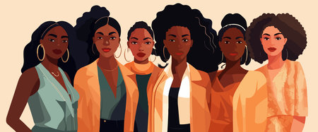 diverse group beautiful women with natural beauty and glowing smooth skin. Portrait many attractive female fashion models with great skincare all races, tones and styleのイラスト素材