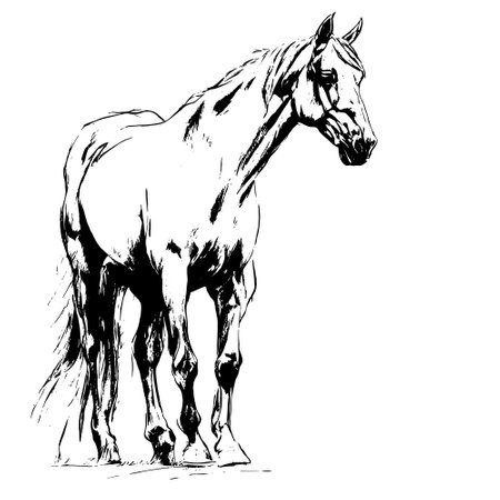 horse vector animal illustration for design. Sketch tattoo design on white backgroundのイラスト素材