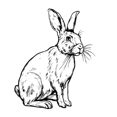 rabbit vector animal illustration for design. Sketch tattoo design on white backgroundのイラスト素材