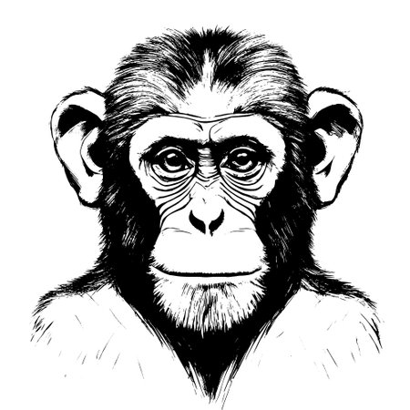 monkey vector animal illustration for design. Sketch tattoo design on white backgroundのイラスト素材