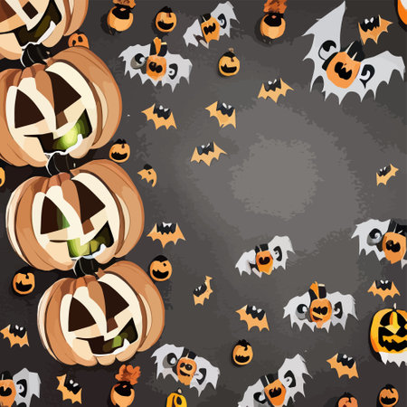 Happy Halloween pumpkins lantern bats web banner with grunge background. EPS10 Vector illustration paternのイラスト素材