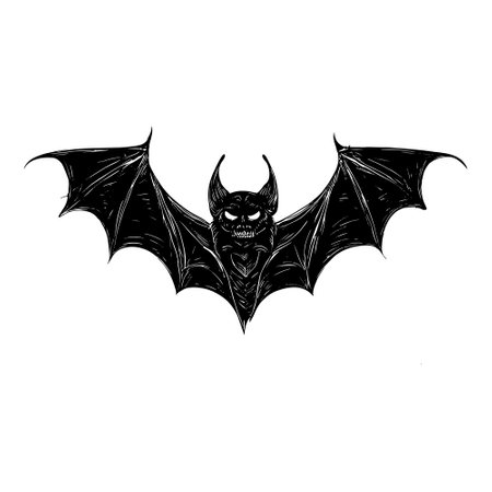 Halloween scary bat sketch close-upのイラスト素材