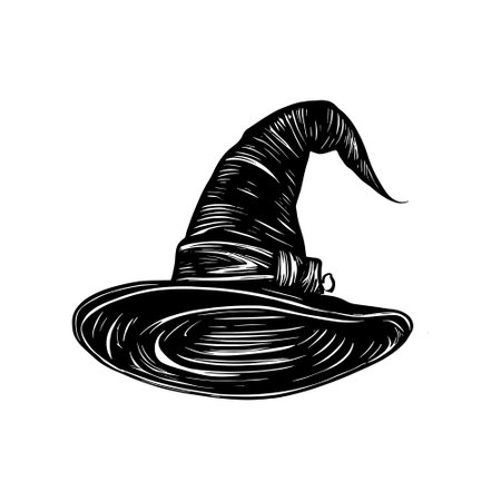 sketch Halloween witch hat fancy. Cute wizard caps cartoon design element isolated, 31 October holidayのイラスト素材