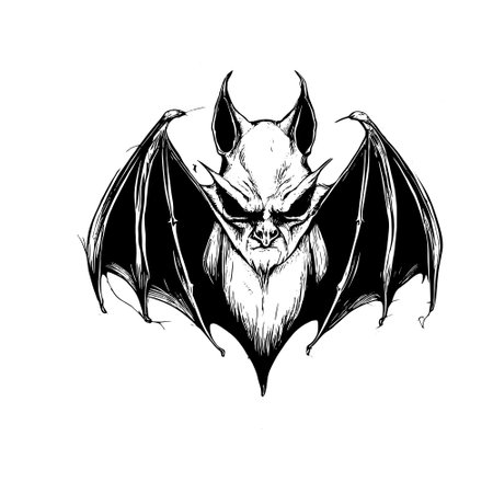 Halloween scary bat sketch close-upのイラスト素材