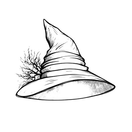Halloween witch hat sketchのイラスト素材