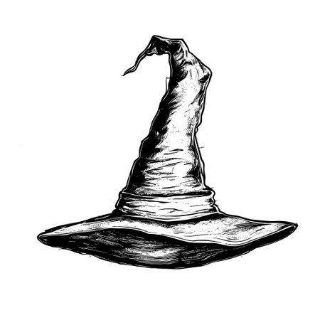 sketch Halloween witch hat fancy. Cute wizard caps cartoon design element isolated, 31 October holidayのイラスト素材