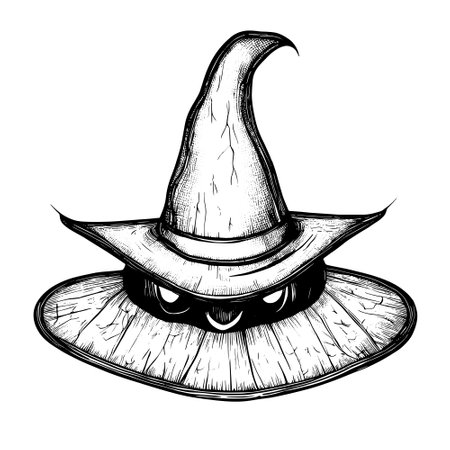 sketch Halloween witch hat fancy. Cute wizard caps cartoon design element isolated, 31 October holidayのイラスト素材