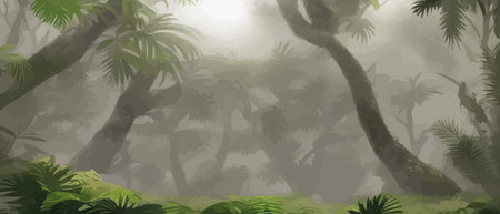 Palm leaves. Tropical seamless background. Graphic design with amazing palm trees suitable for fabrics, packaging, cover. Set of vector posters. Vector illustrationのイラスト素材