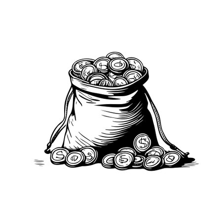 Hand holding money bag with sketchy style.のイラスト素材