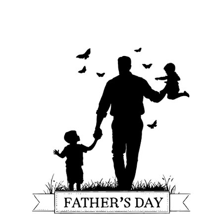 Silhouette sketch Fathers Day poster for use on t-shirts and mugs. Hand drawn vectorのイラスト素材