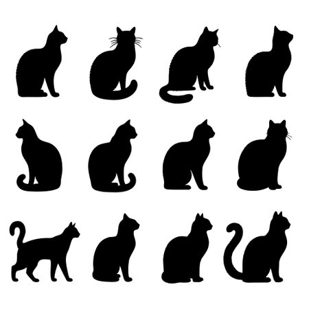 Set of cats silhouettes isolated on white background, vector illustrationのイラスト素材