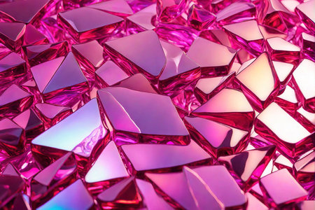Broken pink glass pieces beautiful texture. Complicated family lifeの素材