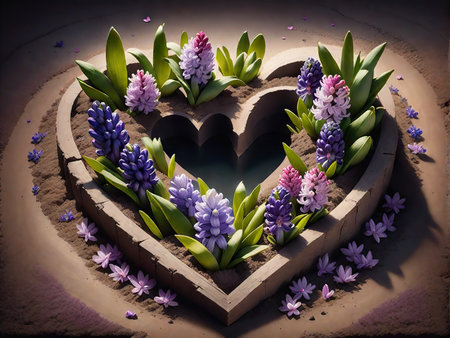 Happy International Women Day, hyacinth over background heartfelt congratulations on March 8th and Mothers Dayの素材