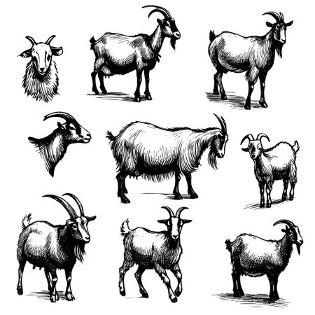 Goat farm hand drawn sketch cattle farm vector illustration.のイラスト素材