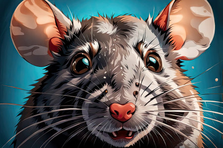 Eye To Eye With Darkness close up of rat portrait, pest conceptの素材