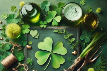 St patrick's day national holiday with cloverの素材