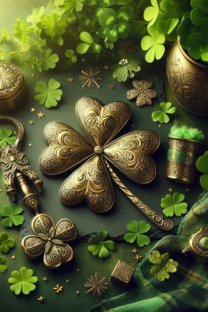 St patrick's day national holiday with cloverの素材