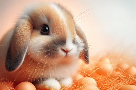 cute little bunny closeup on color backgroundの素材