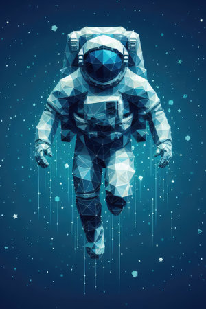 Astronaut at spacewalk. Cosmic art, science fiction wallpaper. Beauty deep space. Billions galaxies in universeの素材