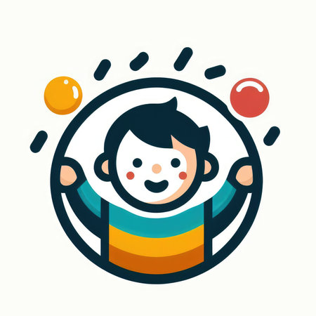 happy child digital drawing on color background, childhood conceptの素材