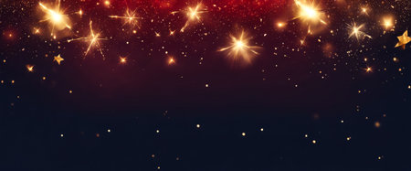 A black background with a lot of gold stars. The stars are scattered all over the background. The stars are of different sizes and are placed in various positionsの素材