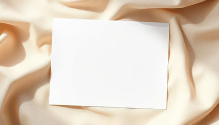 White piece of paper is on a beige cloth. The paper is blankの素材