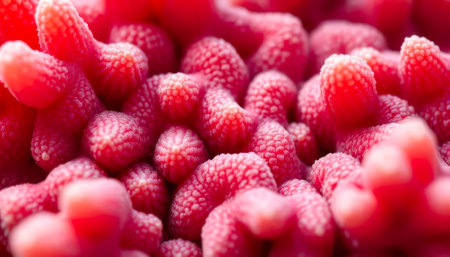 Close up of a red coral with many small red bumps. The coral is very detailed and the bumps are very smallの素材
