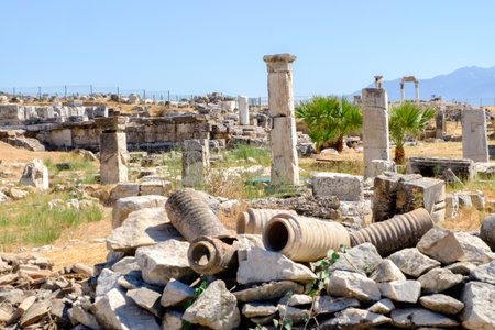 Pile of rocks and broken pottery.の写真素材