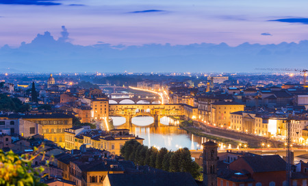View of Florence after sunset from Piazzale Michelangelo, Florence, Italyのeditorial素材