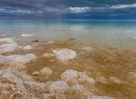 View of Dead Sea coastlineの写真素材
