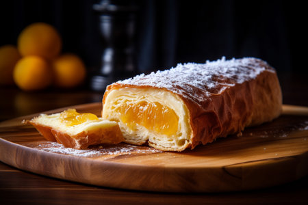 Bolu Gulung (Roll Cake) is a kind of roll sponge cake filled with pineapple jam. Ai generativeの素材