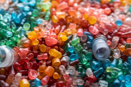 Microplastic waste recycling. beverage and plastic packaging industry. positive efforts to help the environment. Ai generativeの素材