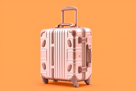 Suitcase on a pastel background. Travel and vacation concept in triples. Ai generativeの素材