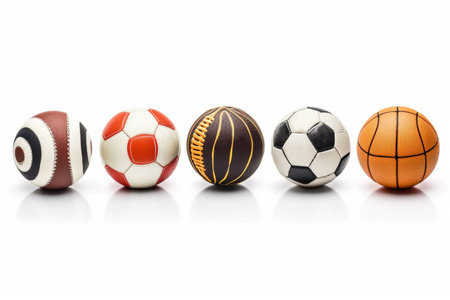 Collection of sports balls isolated on white background, generative AIの素材