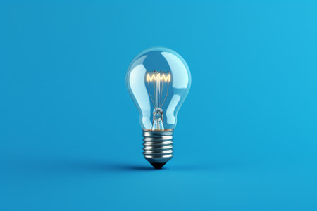 Light bulb on blue background, generative AIの素材